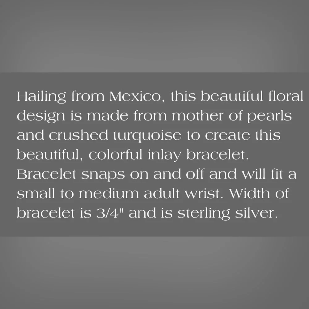 Taxco México Beautiful Vintage Flower Inlay Bracelet - Picture 7 of 7